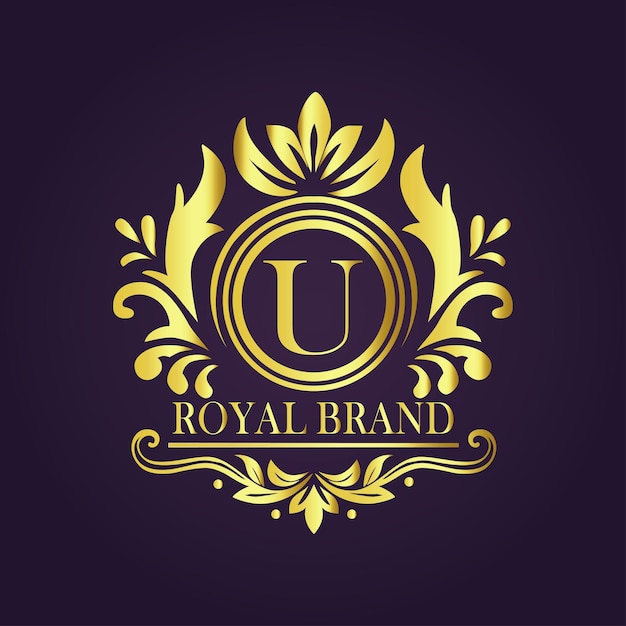 El concepto del logotipo de oro de lujo de la letra U