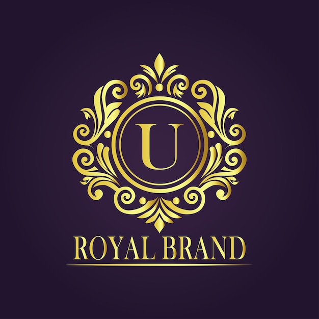 El concepto del logotipo de oro de lujo de la letra U