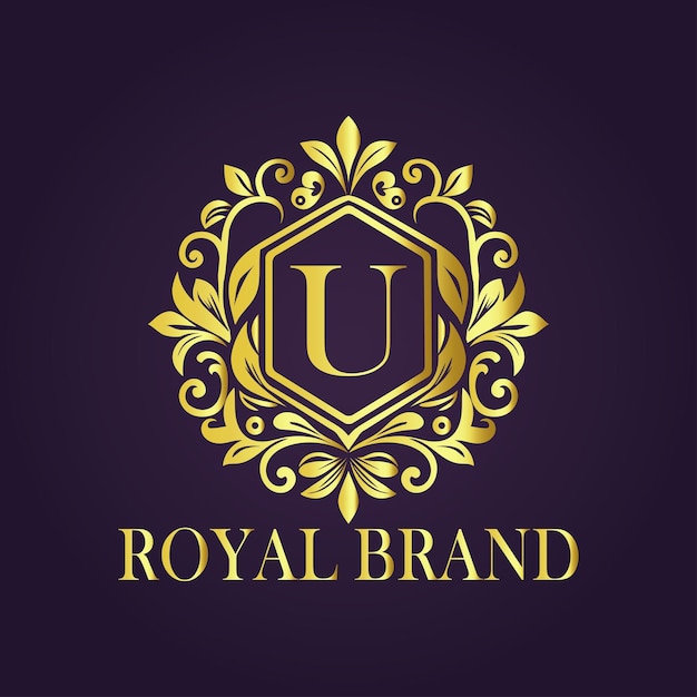 El concepto del logotipo de oro de lujo de la letra U
