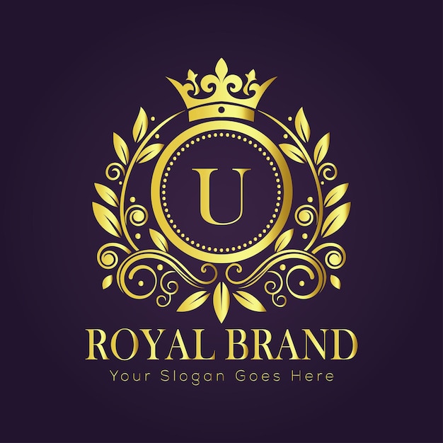 El concepto del logotipo de oro de lujo de la letra U