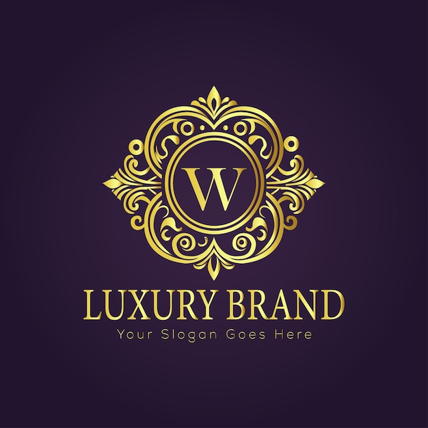 El concepto del logotipo de oro de lujo de la letra W