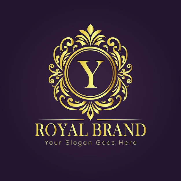 El concepto del logotipo de oro de lujo de la letra Y