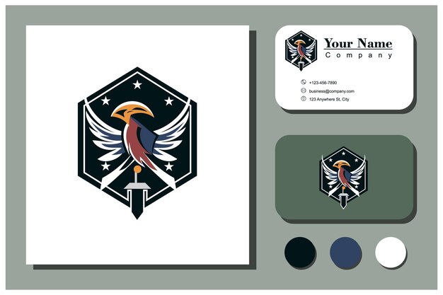 Vector concepto de logotipo de pájaro y espada