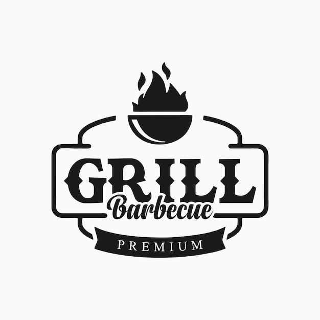 Concepto de logotipo de parrilla barbacoa