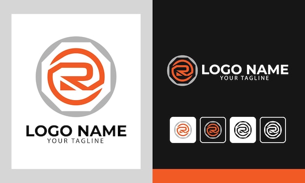 Concepto de logotipo pictórico con letra r y forma de círculo