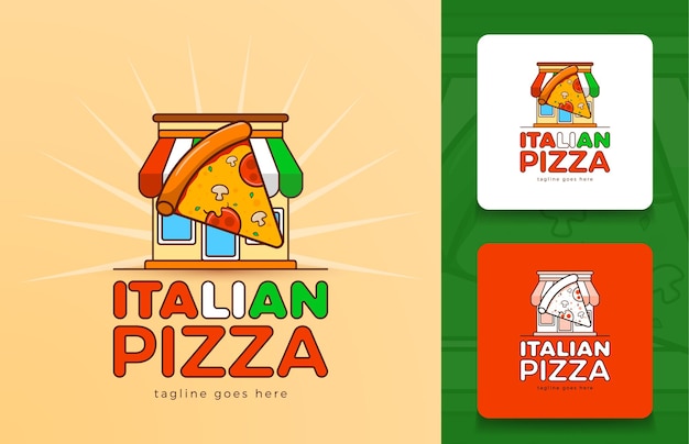 Concepto de logotipo de pizzería moderna en vector