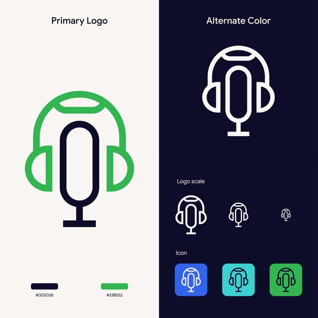 Concepto de logotipo de podcast de contorno minimalista