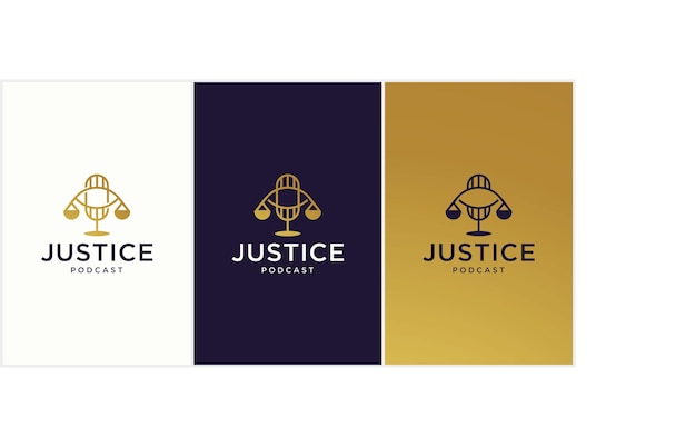 Concepto de logotipo de podcast legal, adecuado para eventos legales y discusiones legales, imagen de diseño de logotipo de bufete de abogados de podcast legal, consultor de podcast.