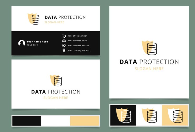 Vector concepto de logotipo de protección de datos con protección de escudo