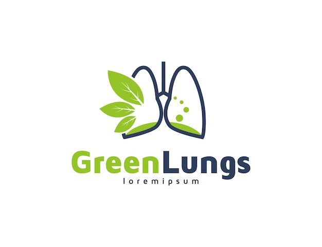 Concepto de logotipo de pulmones sanos con ilustración de hojas verdes