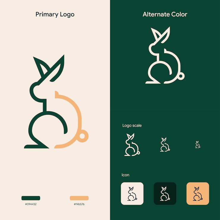 Vector concepto de logotipo de rebbit de arte de línea elegante