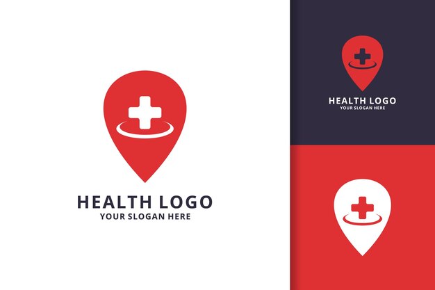 Concepto de logotipo de salud con símbolo de cruz de ubicación