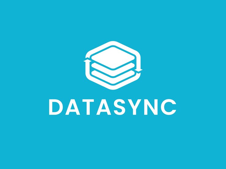 Vector concepto del logotipo de sincronización de datos digitales