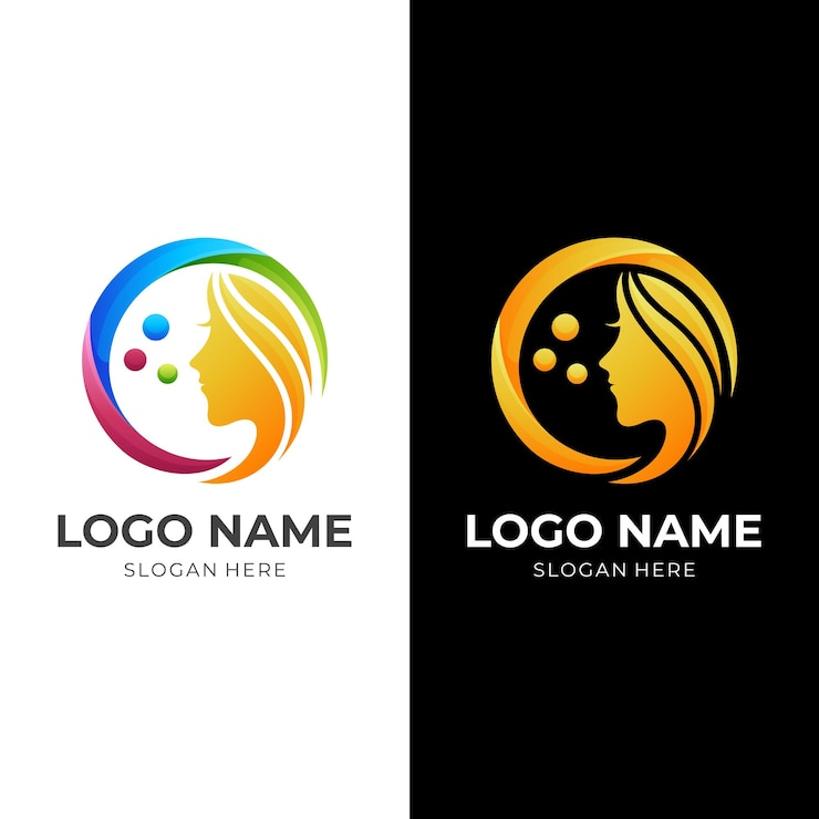 Vector concepto de logotipo de spa de belleza logotipo de combinación de mujer y burbuja con estilo colorido 3d