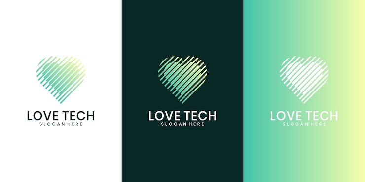 Vector concepto de logotipo de tecnología de corazón