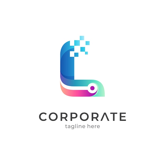 Concepto de logotipo de tecnología letra L
