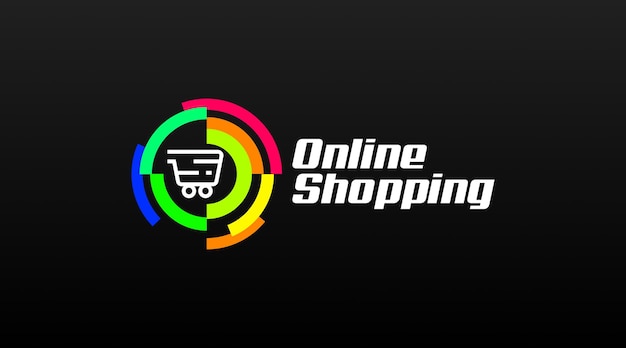 Concepto de logotipo de tienda online. Plantilla de logotipo de empresa en línea para comercio electrónico