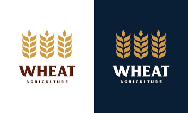 Concepto de logotipo de trigo de grano de lujo, plantilla de logotipo de trigo de agricultura