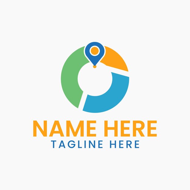 Concepto de logotipo de ubicación de letra O con símbolo de GPS, plantilla de icono de PIN