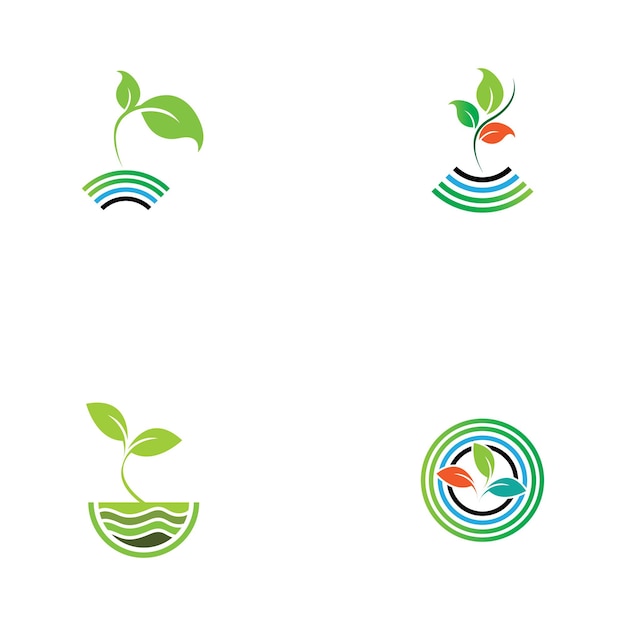 Concepto de logotipo de vector de granja de planta verde