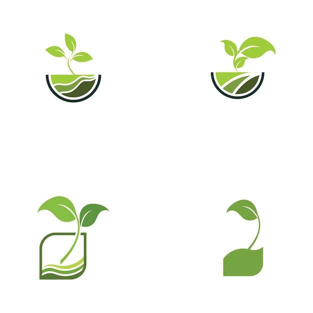 Concepto de logotipo de vector de granja de planta verde