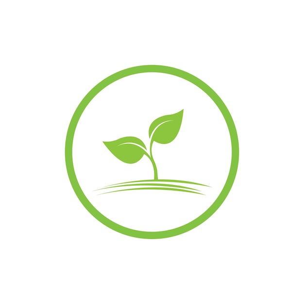 Concepto de logotipo de vector de granja de planta verde