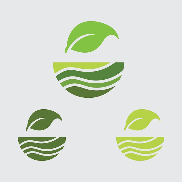 Concepto de logotipo de vector de granja de planta verde