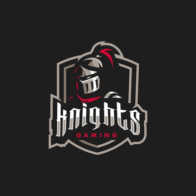 El concepto del logotipo vectorial del club atlético Knight Warriors aislado en un fondo oscuro