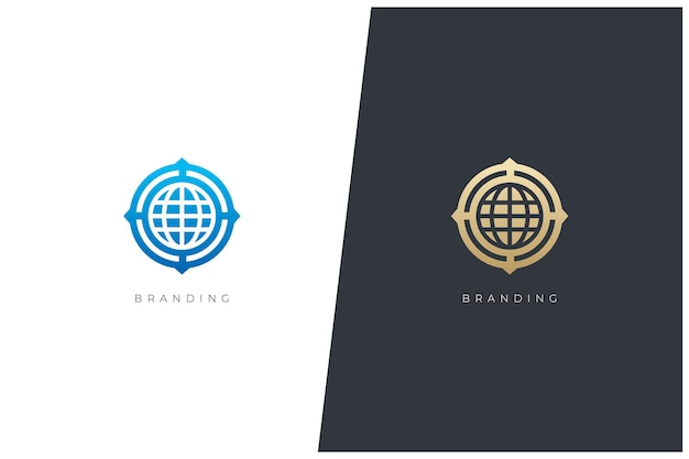 Concepto de logotipo vectorial de redes comerciales de marketing global