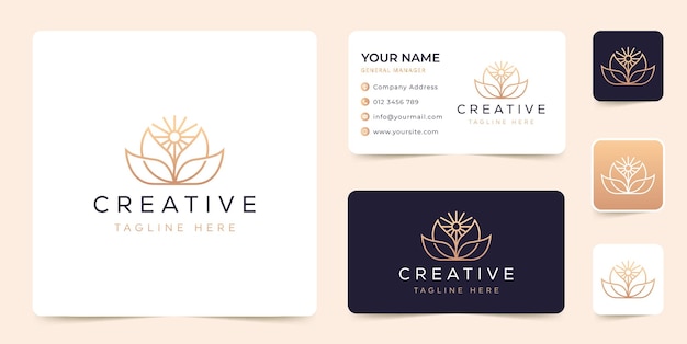 Concepto de logotipo de yoga y spa de belleza natural