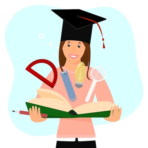 Concepto del maestro de la educación científica Ilustración vectorial en estilo de dibujos animados