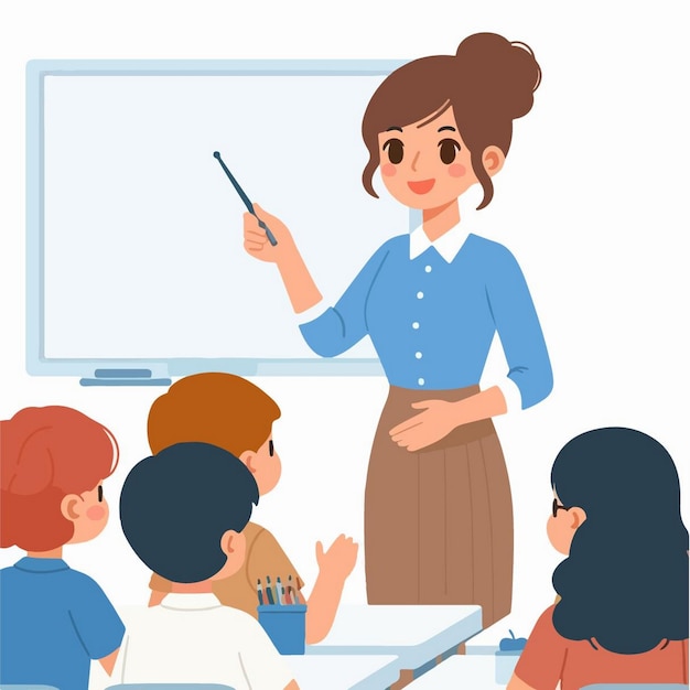 Concepto de maestro Profesor dando una lección en un aula Trabajadores escolares o universitarios Idea de educación