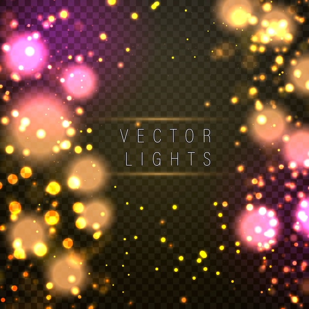 Concepto mágico Resumen desenfocado circular lujo oro oro brillo bokeh luces de fondo. Plantilla de diseño de recursos gráficos. ilustración.