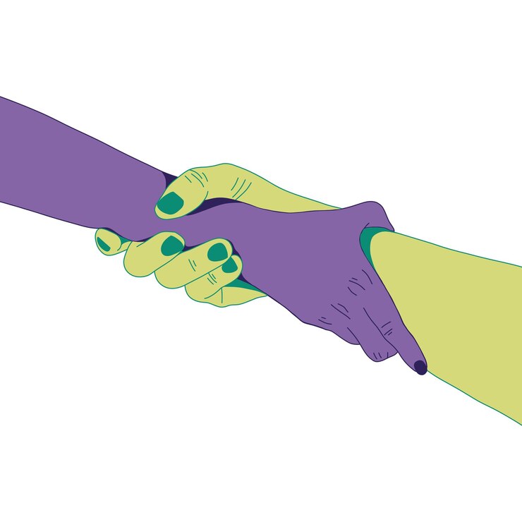 Vector concepto de mano de ayuda gesto de ayuda y esperanza dos manos que se toman unas a otras