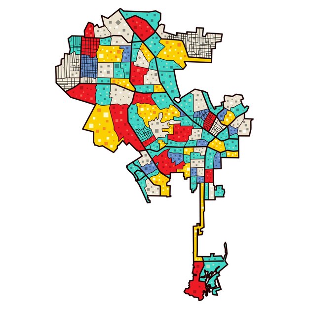 concepto de mapa de arte pop de los angeles