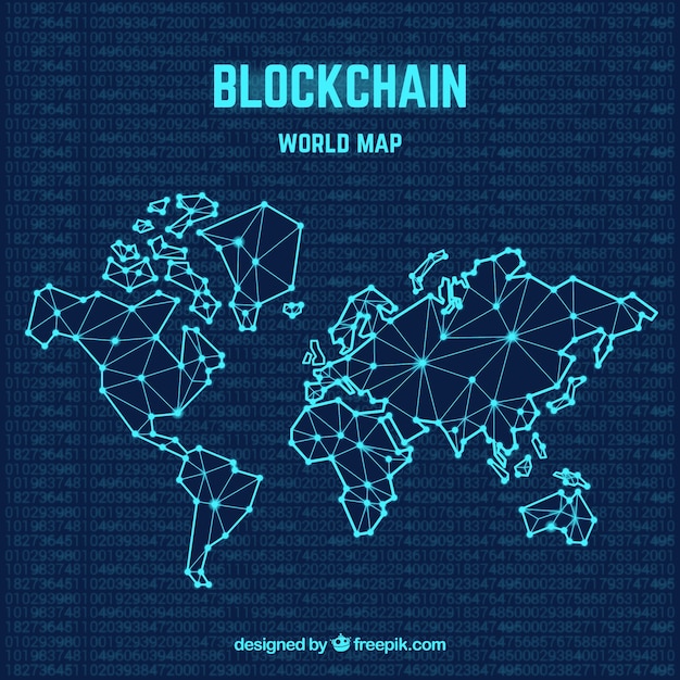 Concepto de mapa del mundo de blockchain