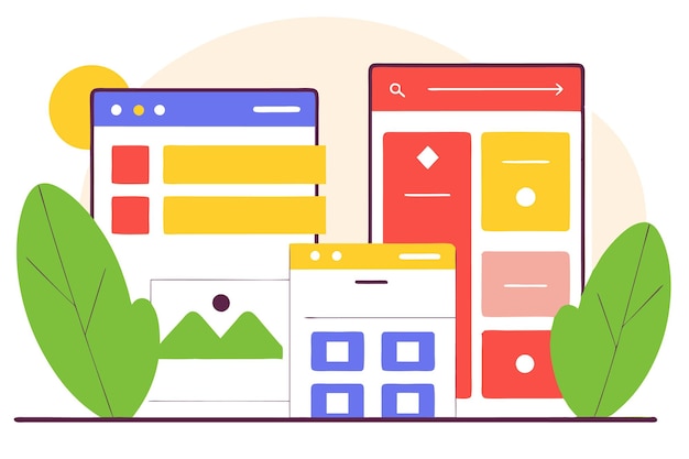 Concepto de marco de alambre de UI