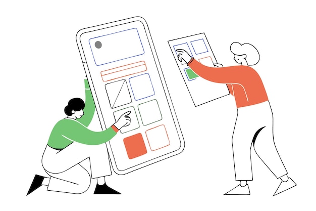 Concepto de marco de alambre de UI
