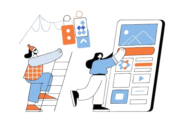 Concepto de marco de alambre de UI