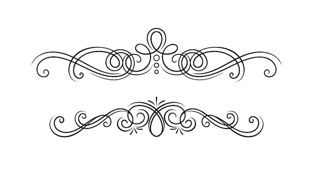 Concepto de marco caligráfico Divisor para libros antiguos en estilo retro Creatividad y arte Elemento gráfico para sitio web Ilustración vectorial plana lineal aislada en fondo blanco