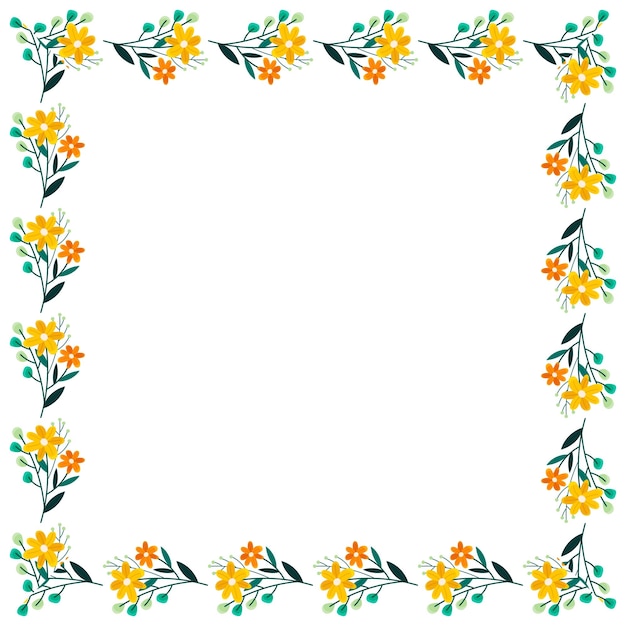concepto de marco floral de primavera dibujado a mano por vector