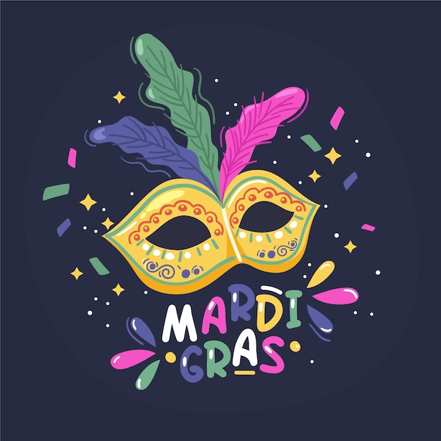 Vector concepto de mardi gras dibujado a mano