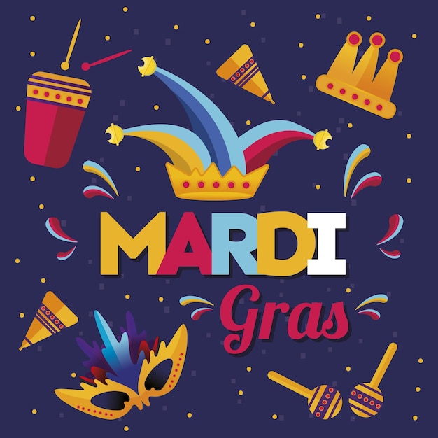 Concepto de mardi gras dibujado a mano