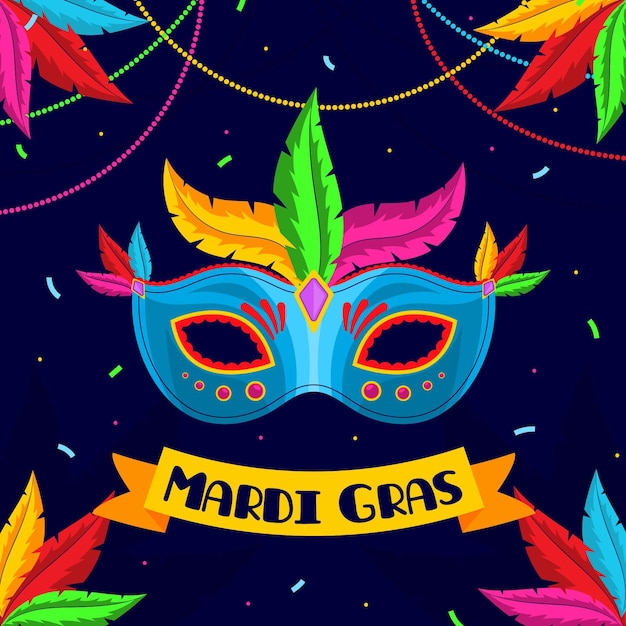 Vector concepto de mardi gras en diseño plano