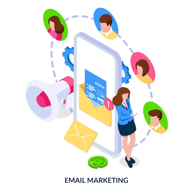 Concepto de marketing por correo electrónico. ilustración vectorial