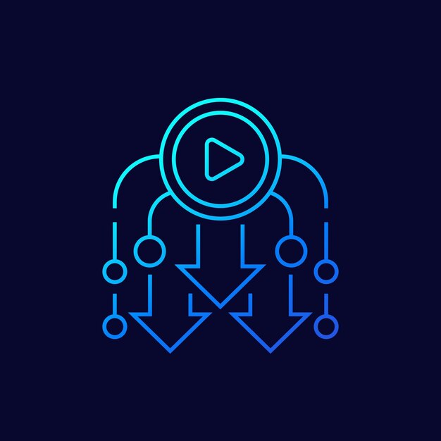 Concepto de marketing digital de icono de línea de video viral