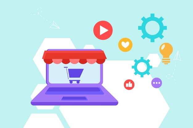 Concepto de marketing digital Ilustración vectorial plana de colores aislada