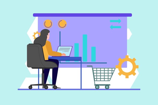 Concepto de marketing digital Ilustración vectorial plana de colores aislada