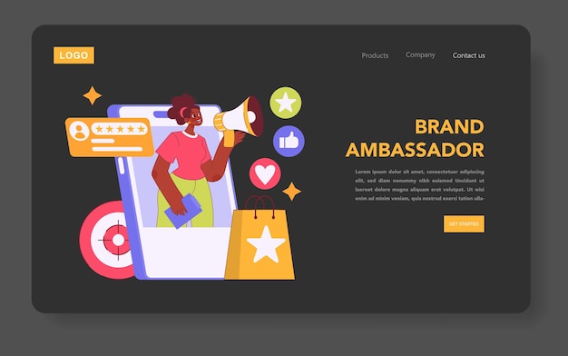 El concepto de marketing de influencia el embajador de la marca digital promueve productos en la plataforma de redes sociales