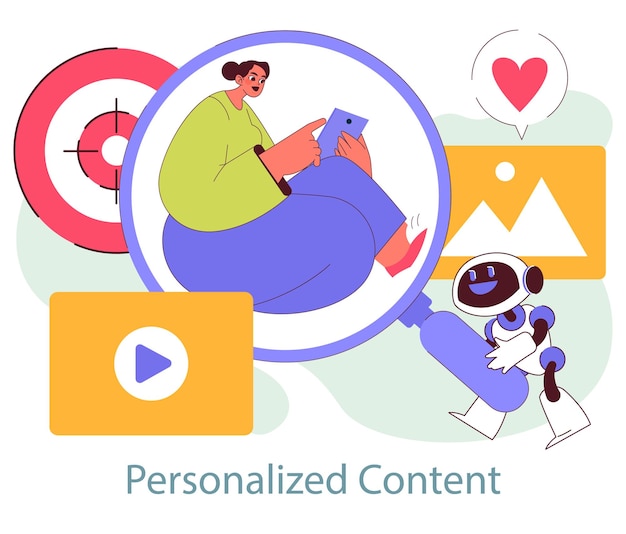Concepto de marketing inmersivo un usuario disfruta de contenido dirigido entregado por la IA en plataformas digitales